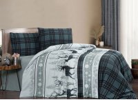 Постельное белье фланель First Choice - Happiness Green (Турция), полуторный